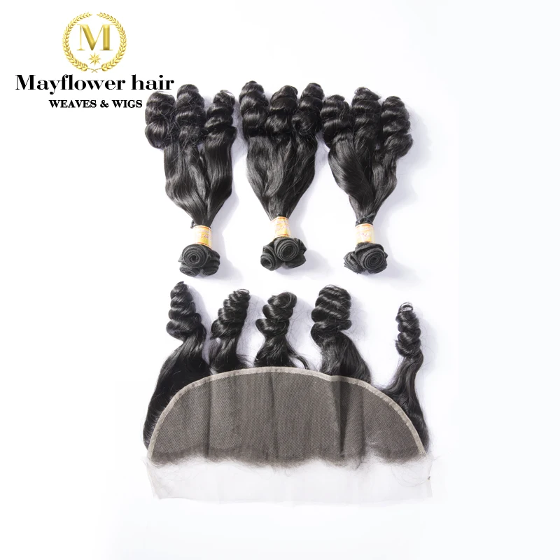 

MFH Funmi Hair Lace Frontal Duchess curl 13x4" Ear to ear with baby hair line 8"-16" Natural black Remy hair frontal