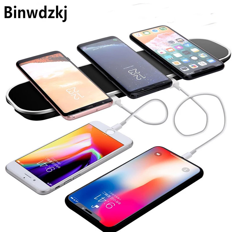 Беспроводное зарядное устройство 3 в 1 Qi для iPhone X 8 Plus быстрая Беспроводная