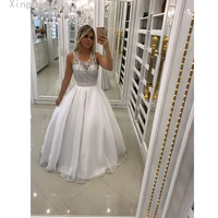 a line scoop neck sleeveless long white beaded pearls evening dress 2019 women party prom gowns plus size
