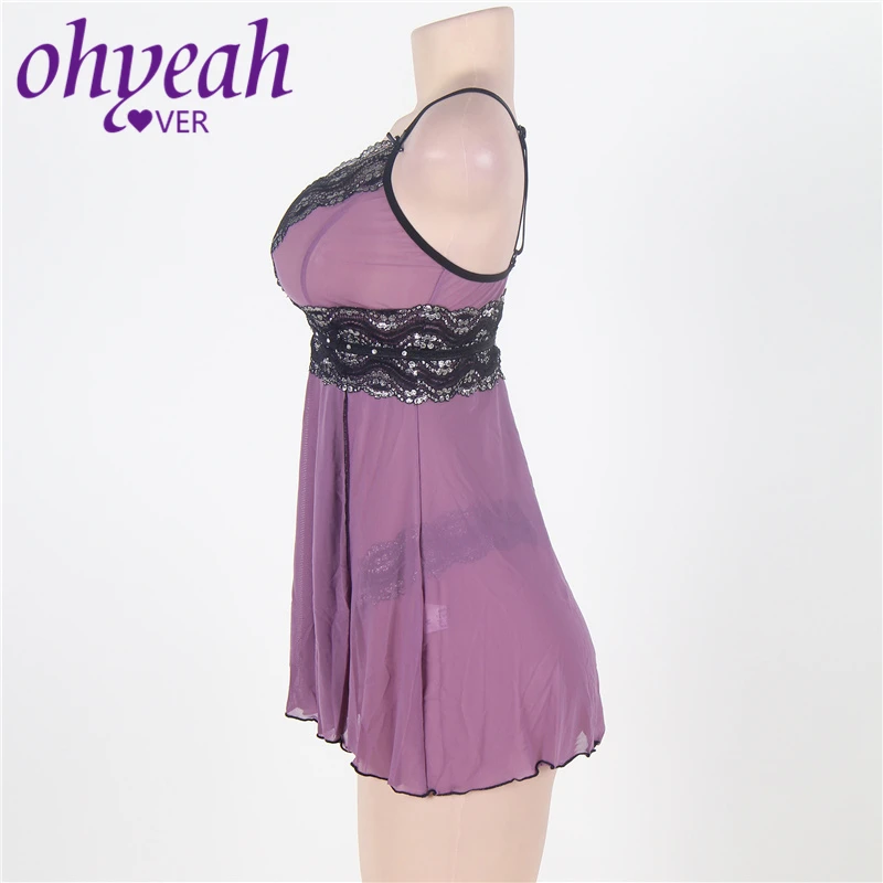 Эротическое нижнее белье Ohyeahlover кружевное женское с блестками большие размеры