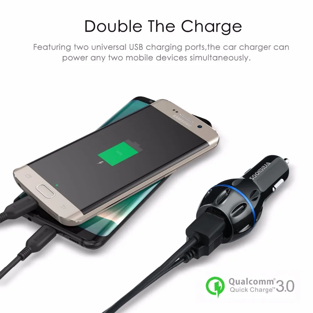 SOONHUA универсальное 5 в 3.1A двойной зарядное устройство USB QC3.0 адаптер быстрой