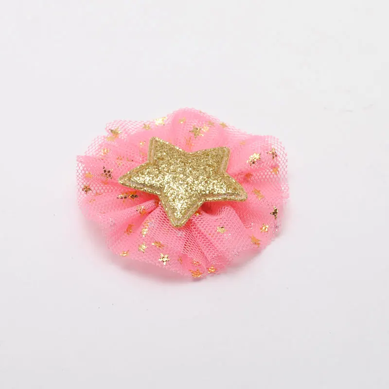 Coral Hairclips 2 шт./партия, милые заколки для волос для девочек, блестящая золотая заколка с блестящей звездой, сетчатый бант, модные аксессуары для волос, заколки для волос - Цвет: Coral Hairclips