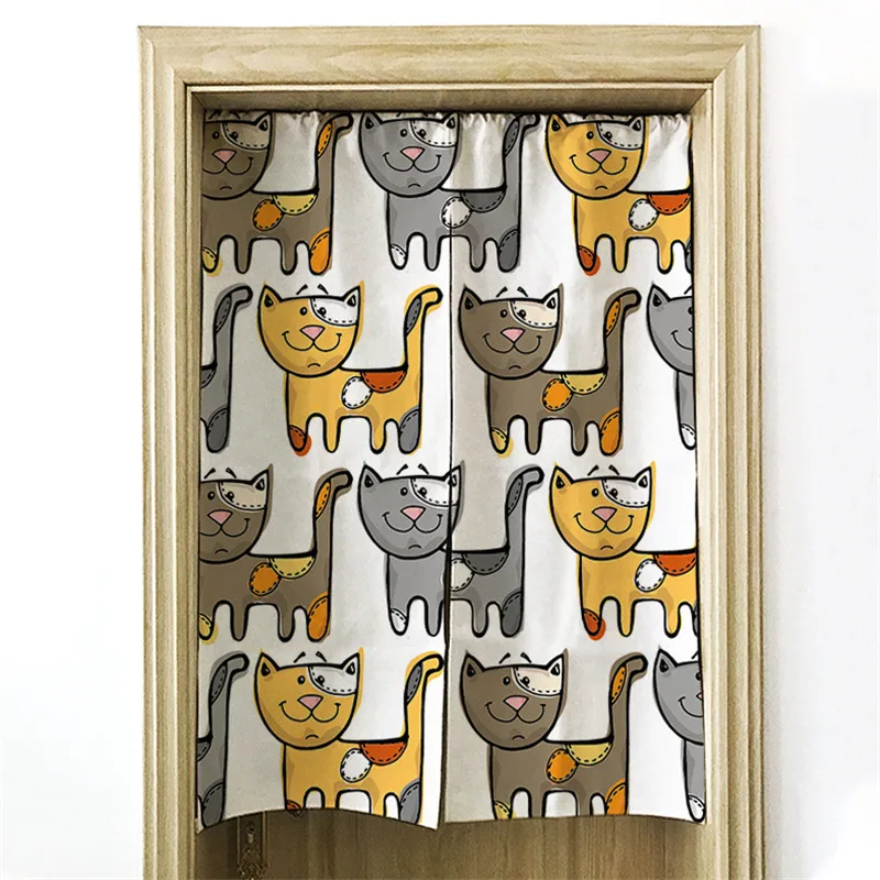 Украшенные Мультфильм Кот печатных двери шторы для лапши магазин Кухня
