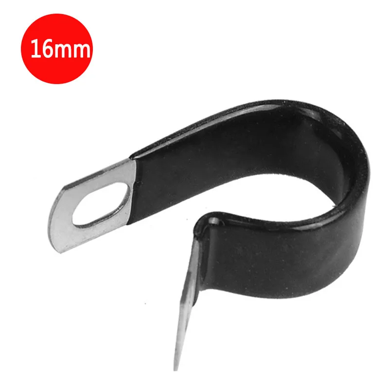 

16mm 304 Stainless Steel Hose Pipe Clamp Mikalor Rubber Lined P Clips Cable Mounting 20pcs/lot