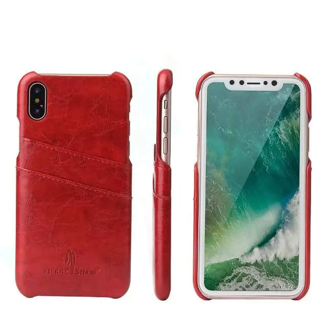 Luxury Leather Case for iPhone X 10 With Twill Cut Card Slot Back Classic Phone Accessories black iPhone10 iPhoneX iPhone-X | Мобильные