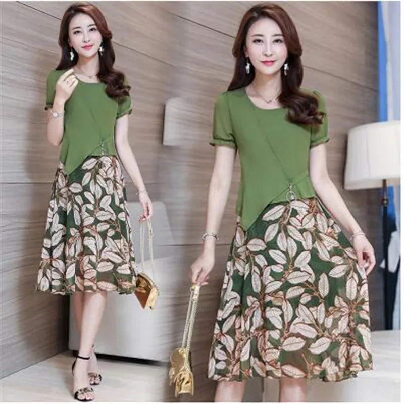 Новая одежда для женщин среднего возраста летнее Модное шифоновое платье