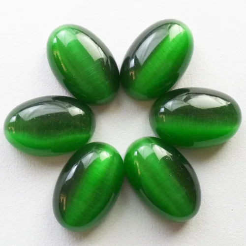 Бесплатная доставка 10 шт. красивые Овальные Кабошоны с зеленым кошачьим глазом