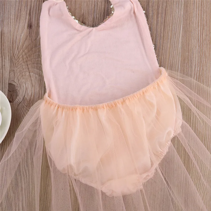 

Newborn Baby Girls Lace Floral Bodysuit Outfits Sunsuit Costume Sequined Shiny Lace-up Mesh Patchwork Tutu Dress Bodysuit 0-24M