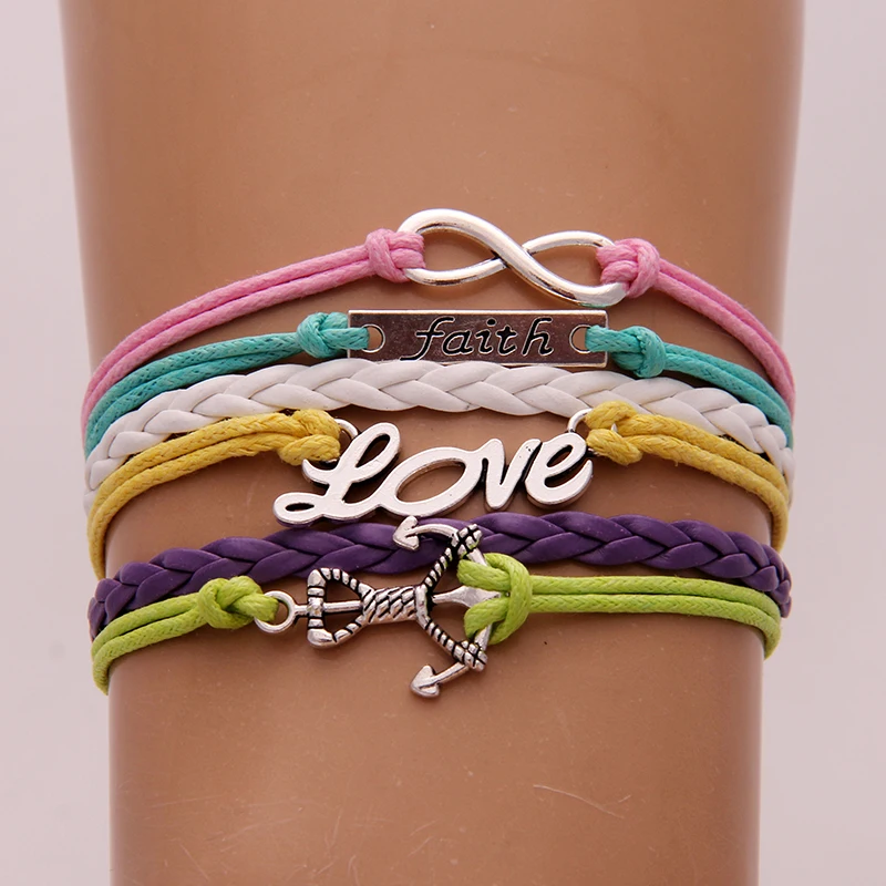 Кожаный браслет NCRHGL Infinity love плетеный с верой птицей сердцем листом совой Love Note |