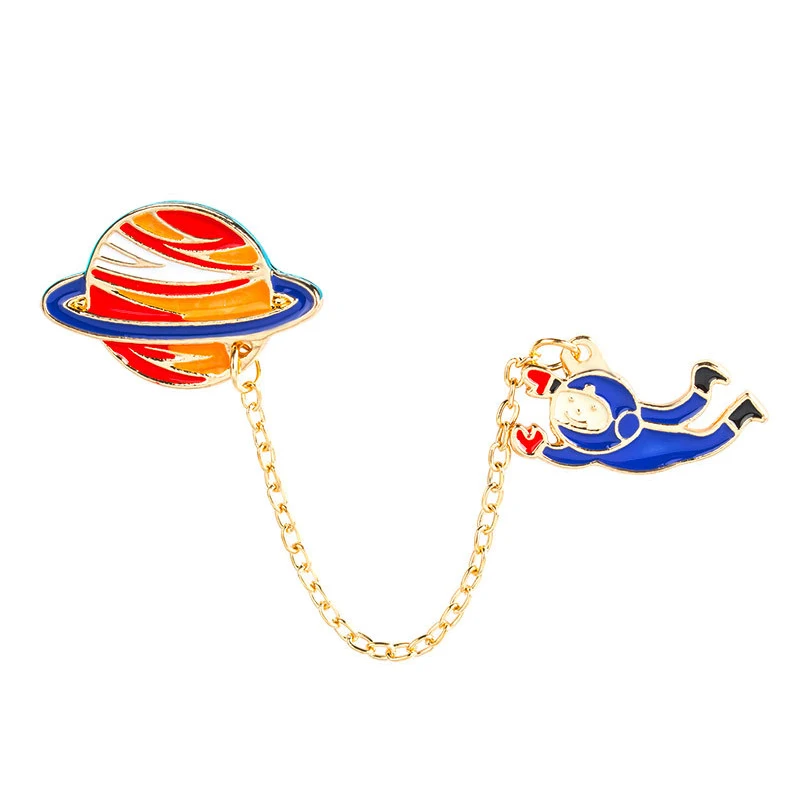 Новая индивидуальная креативная брошь серии Planet с изображением пилота маслом