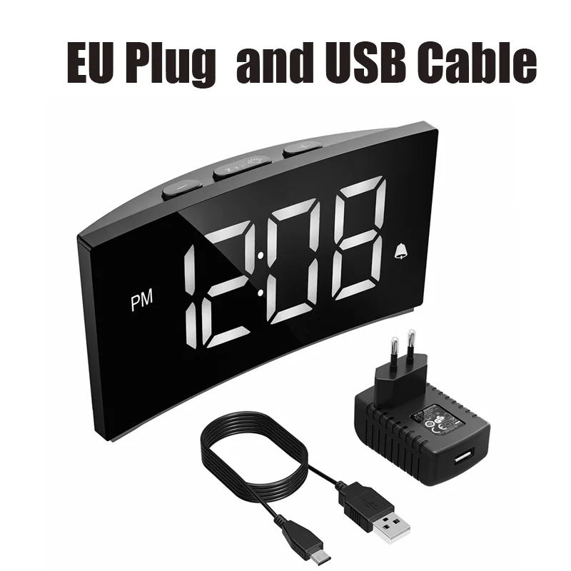 EU Plug White Mpow HM250 светодиодный цифровой будильник 12/24 H Отображение времени 9 минут Повтор 3 звуков будильника 3 регулируемая яркость 65 дБ 75 дБ громкость - Цвет: EU Plug White