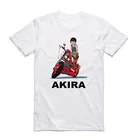 Азиатский размер Печать Shotaro футболка Kaneda O образный вырез короткий рукав Akira культ 1988 японская анимация научная фантастика фильм футболка HCP4139