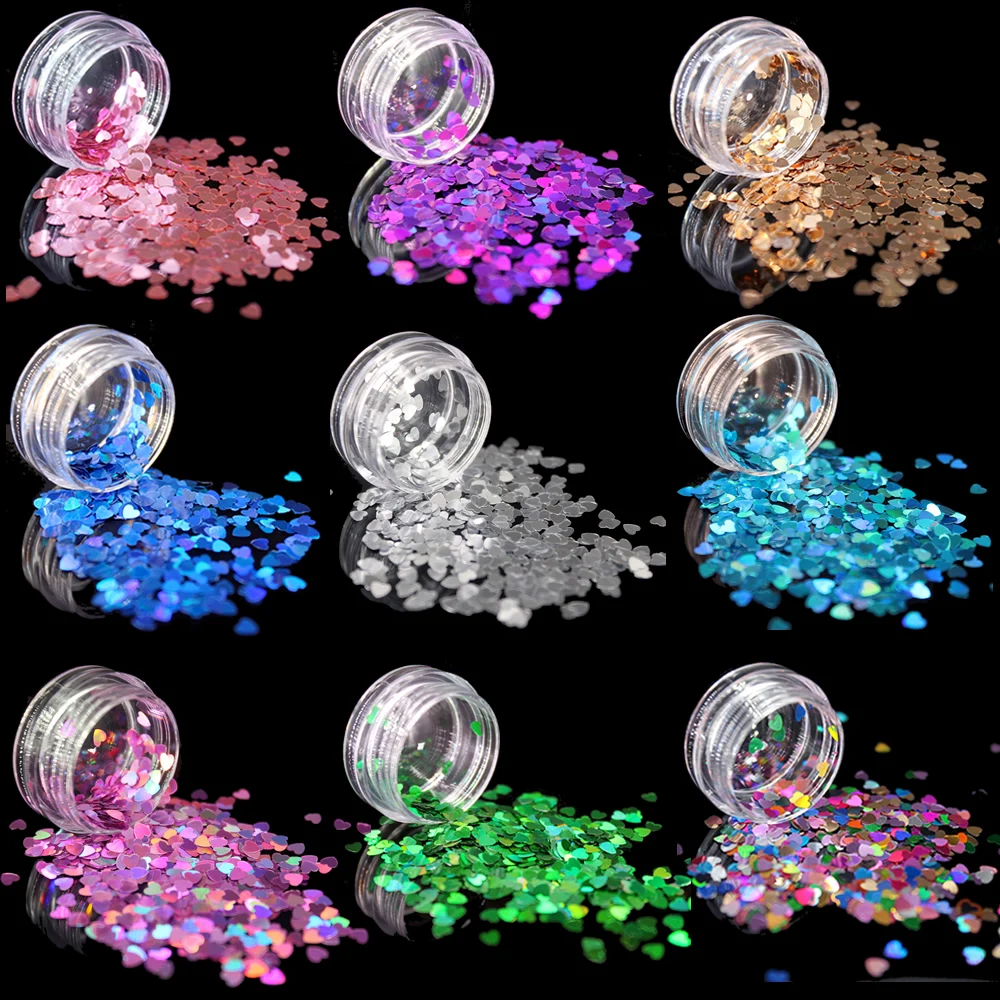 (1 шт./Продажа) блестящая пудра для ногтей в форме сердца/тела/глаз лазерные