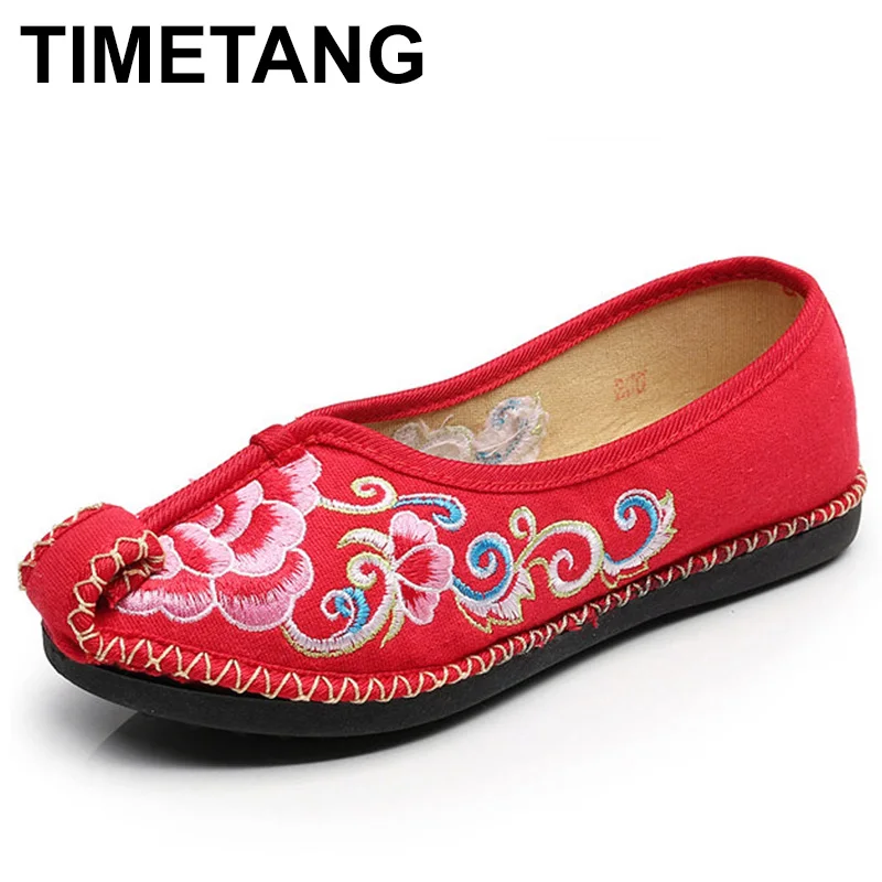 

TIMETANG Women Flats Chinese Traditional Embroidery Canvs Shoes Casual Floral Ladies Shoes Woman Ballets Dance Single Shoes E184