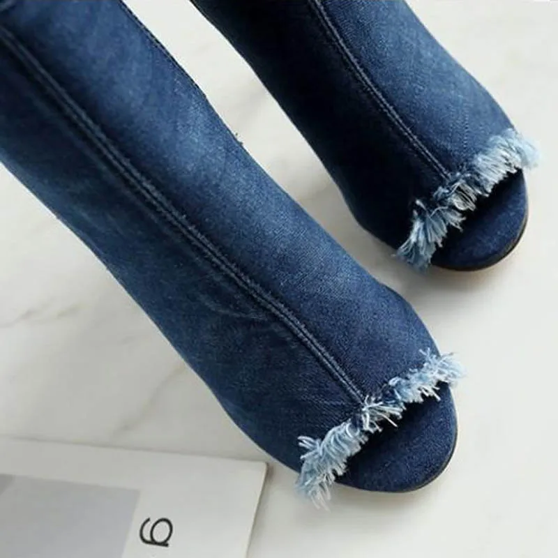 Модные женские сапоги выше колена весенне-Осенняя обувь на тонком высоком