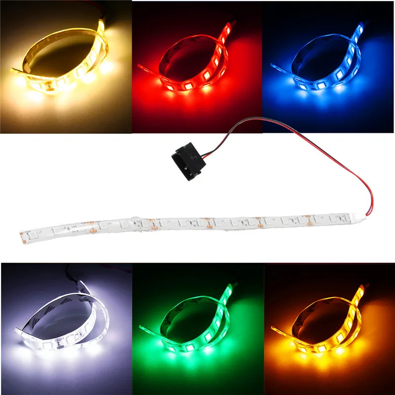 Smuxi 60 см 18 светодиодный 5050 SMD PC чехол для компьютера водонепроницаемый гибкий ленточный светильник DC12V красный синий зеленый желтый теплый белый