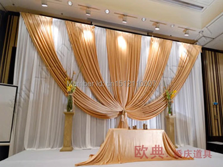 

10ft*20ft Luxury Gold Wedding Backdrop for Wedding Decoration Wedding Drape and Curtain with Detachable Swag