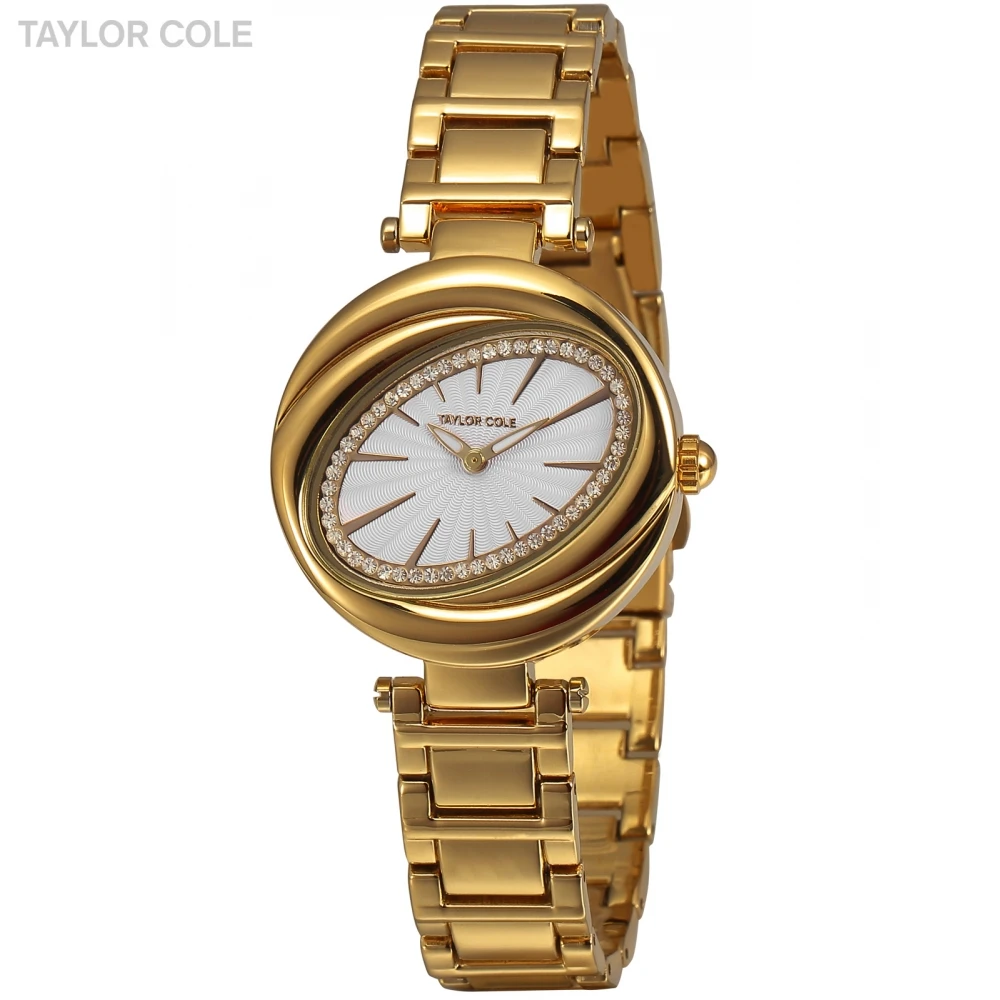 Taylor Cole Horloge Dames Золотой Кристалл лепесток Овальный чехол тонкий кварц Montre Movt