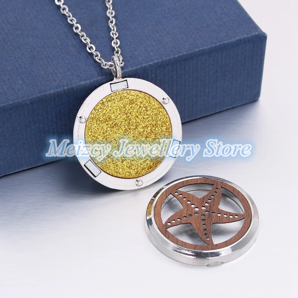 1pc Hollow Floating Starfish Locket Wooden Pendant Jewelry Aroma Perfume Fragrance Essential Oil Diffuser Necklace | Украшения и