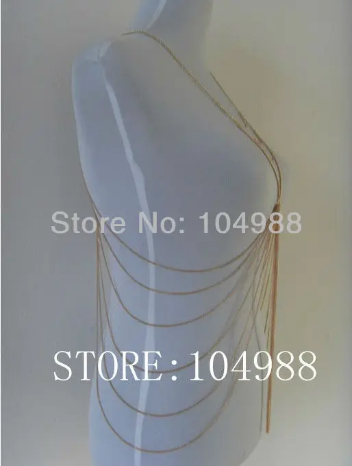 2013 Hot Sale Europe&amp USA Fashion Gold/Silver metal full Chains jewelry multilayer Tassel chain long necklace Free Shipping | Украшения