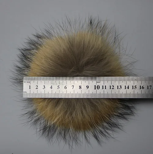 Raccoon Fur 14cm 14-15 см помпоны из натурального меха енота роскошные меховые шарики для вязаной шапки зимняя шапка с натуральным мехом аксессуары - Цвет: Raccoon Fur 14cm