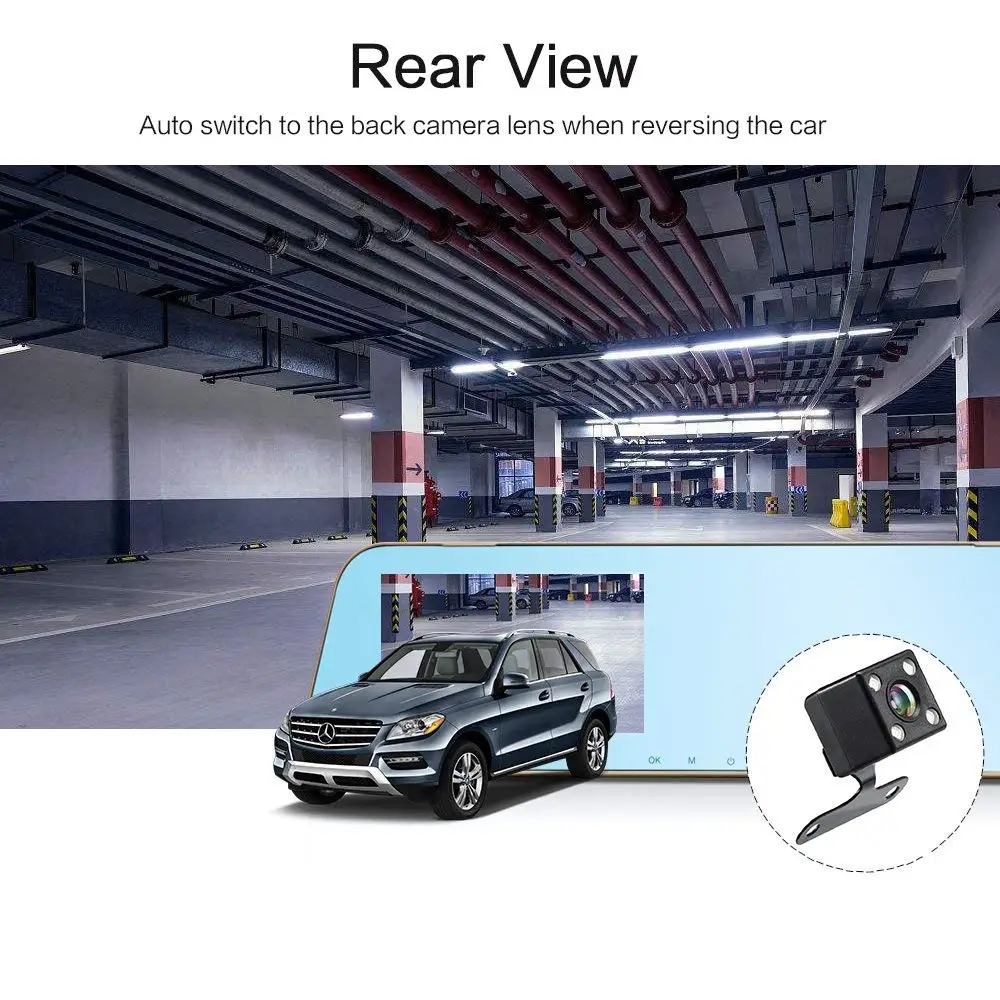 ADDKEY dash cam, зеркало, dash cam era, двойная камера, объектив, Автомобильный видеорегистратор с двумя камерами, зеркало заднего вида, dashcam full hd 1080 P, видео рекордер
