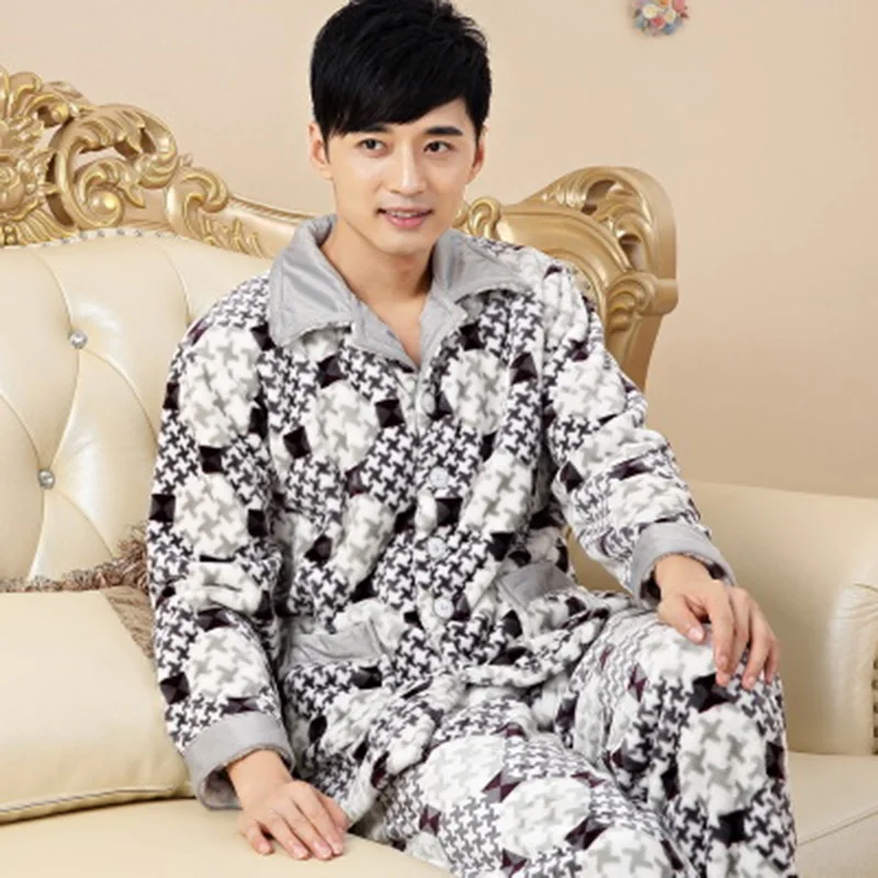 Новинка 2016 мужские комплекты халатов осенне зимний теплый комплект халата|robe