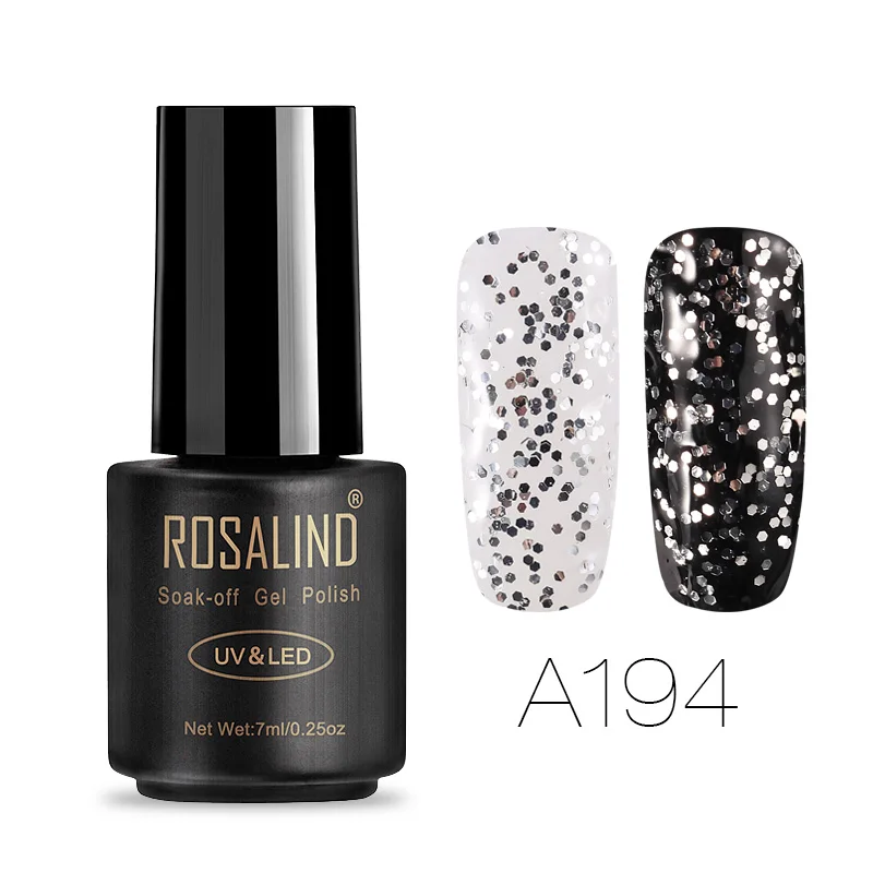ROSALIND Гель-лак 7 мл для дизайна ногтей Vernis полуперманентный Гель-лак Soak off top coat UV для дизайна маникюрный Гель-лак для ногтей - Цвет: Black Bottle RAA194