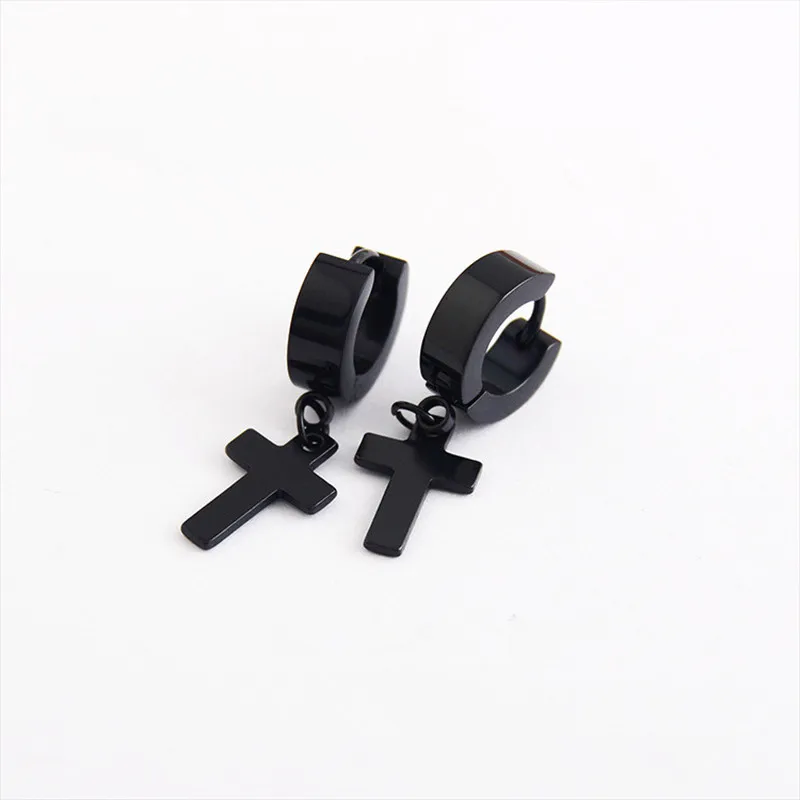 Женские и мужские круглые серьги кресты маленькие из нержавеющей стали в стиле