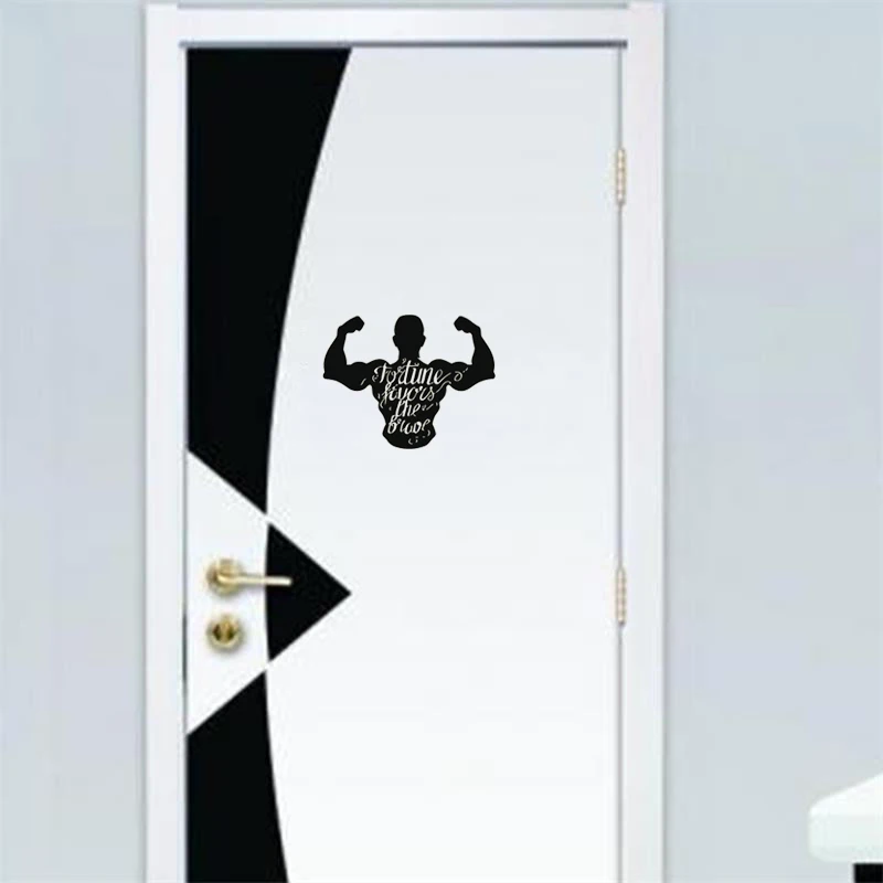 YOJA 22.8*17.4CM Muscle Man Mural Quote Weight Sport Bodybuilding Home Room Decor Wall Sticker Door Decal Accessories D2-0045 | Дом и сад