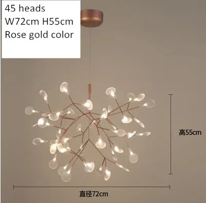 45 lights Rose gold Современный ветка дерева led люстра светильник акриловый Светлячок G4 люстры, потолочные светильники для спальни художественный Декор подвесной светильник - Цвет абажура: 45 lights Rose gold