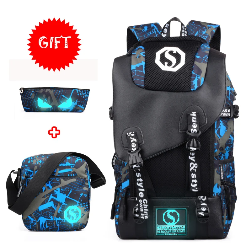 2017 Для мужчин USB зарядки Star Backpack Модная молодежная световой Хорошая Школа Рюкзак