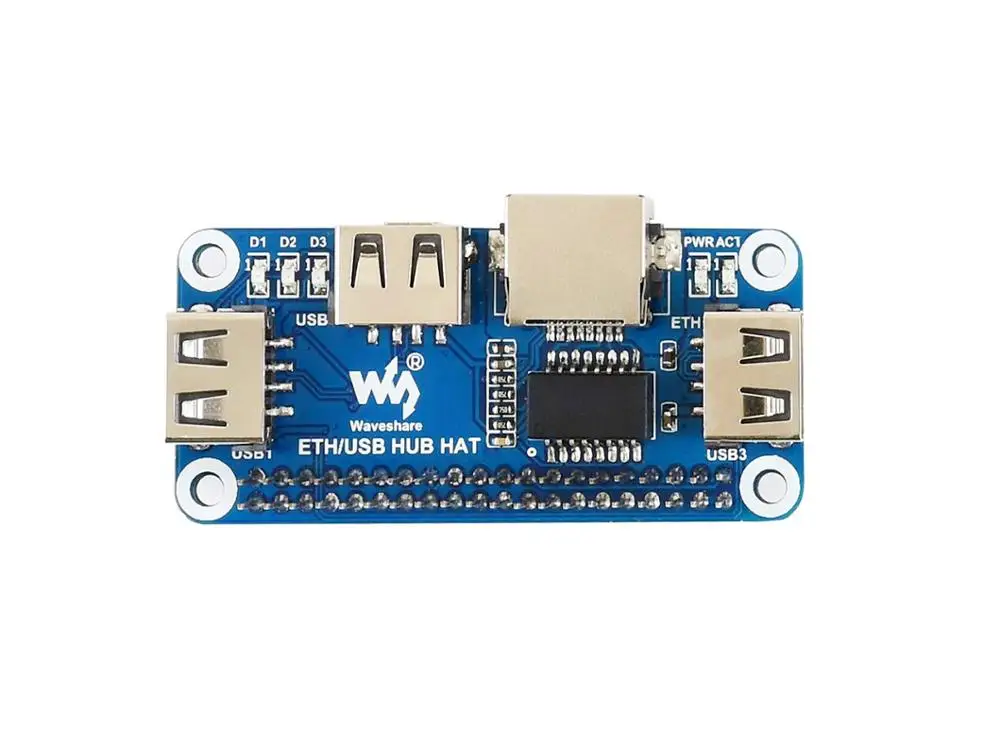 Waveshare Ethernet / USB HUB HAT for Raspberry Pi 1x RJ45 Ethernet Port 3x USB Ports 5V
