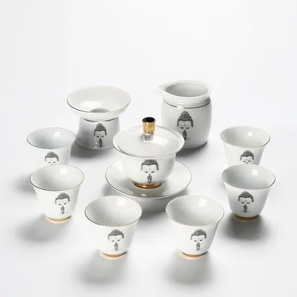 Чайный сервиз из белого фарфора чайный GaiWan Dehua домашний чайник с ручной росписью