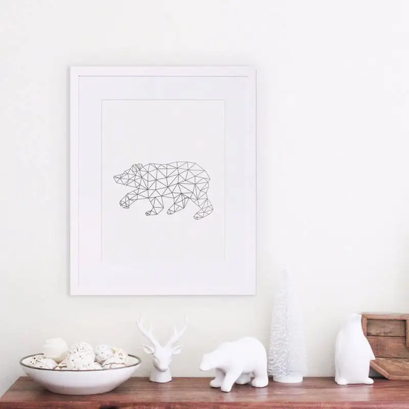 Линия животных Олень птица Печать абстрактная картина маслом