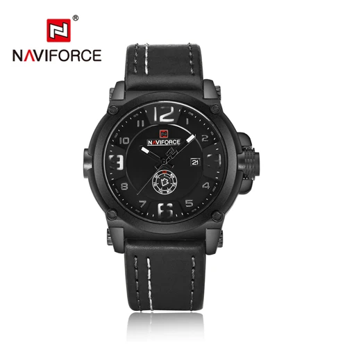 B W B NAVIFORCE люксовый бренд кварцевые часы военные часы мужские Дата День Дисплей мужские часы водонепроницаемые Relogio Masculino кожаные часы - Цвет: B W B