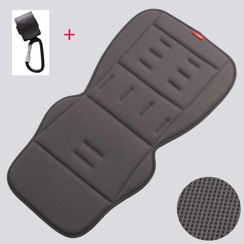 Dark grey and hook Аксессуары для детской коляски, подушка для сиденья, мягкая подушка для коляски, универсальная подкладка для сиденья, крючок для коляски на четыре сезона - Цвет: Dark grey and hook