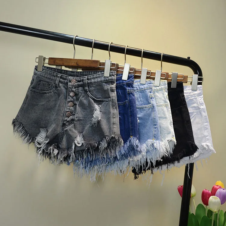 Summer denim shorts women high waist female loose hole jeans with pockets casual large size S-6XL | Женская одежда