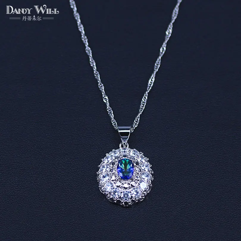 Натуральный мистик радуга кубический цирконий серебряный цвет