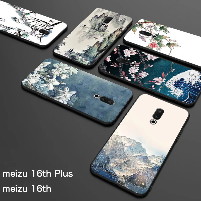Рельефный Винтажный чехол в японском и восточном стиле для Meizu 16th Plus 16thplus Snow Mountain