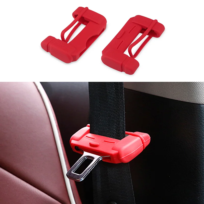 2x Пряжка автомобильного ремня безопасности Чехол для Renault Megane 2 3 Duster Captur Logan Clio Mitsubishi Asx Lancer 10 9 Outland Pajero i200 - Название цвета: Красный