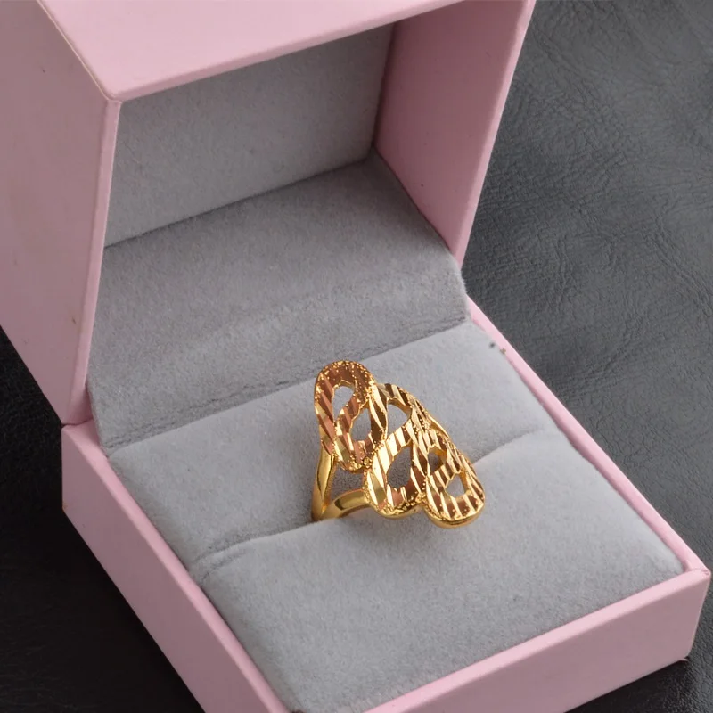 

OMHXZJ Wholesale Personality Fashion OL Woman Girl Party Wedding Gift Gold Snake Hollow Wide 18KT Yellow Gold Ring RN05