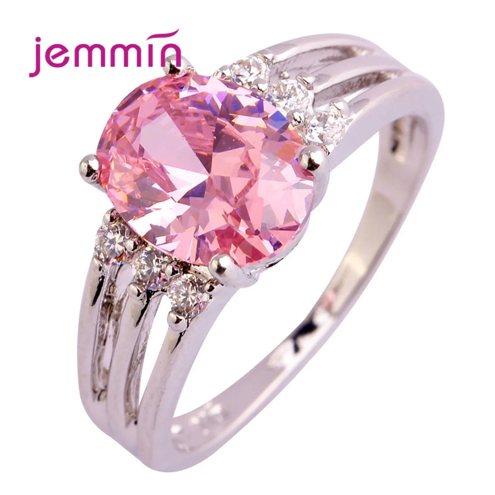 Очаровательное овальное Большое Серебряное кольцо с кристаллами классическое