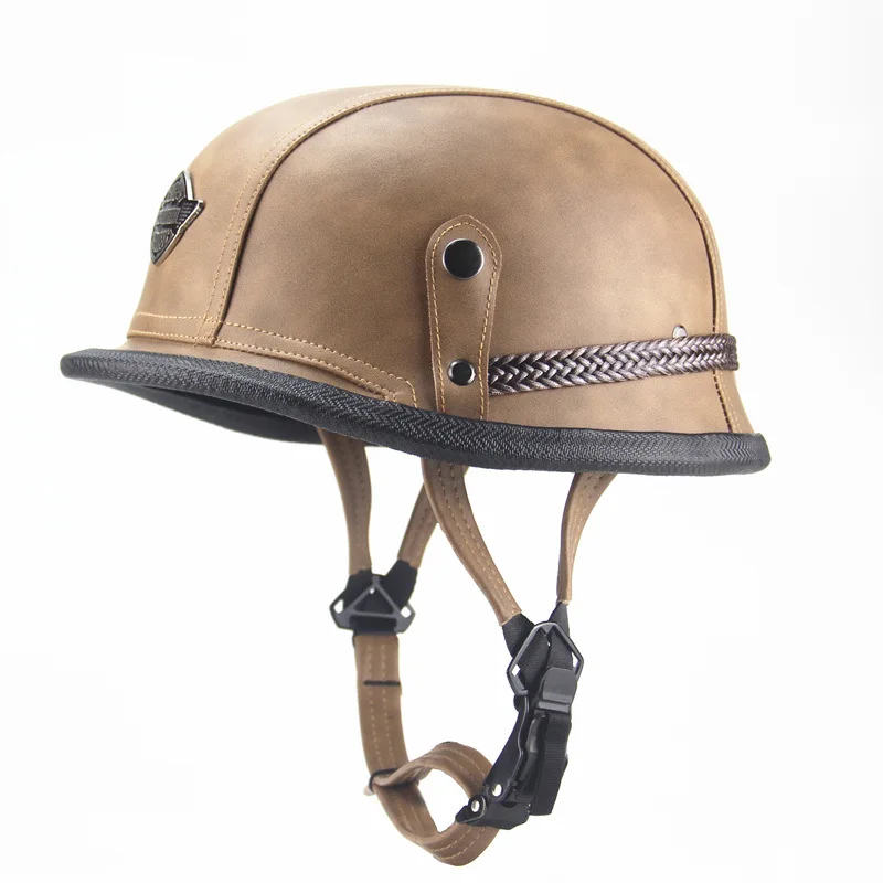 TETK296Z-Leather WOSAWE, велосипедный шлем, велосипедный шлем, для спорта на открытом воздухе, с открытым лицом, мото, MTB, Ретро стиль, персональный, гоночный, для взрослых, кожаный шлем - Цвет: TETK296Z-Leather