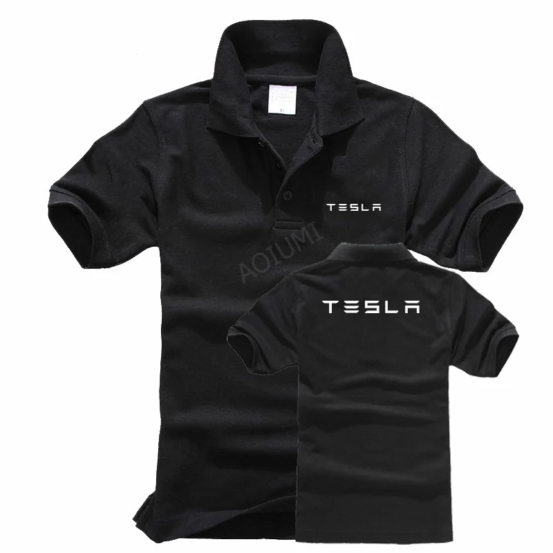 Новая модная брендовая мужская Однотонная рубашка поло Tesla с коротким рукавом, мужские хлопковые рубашки поло, повседневный стиль, топы