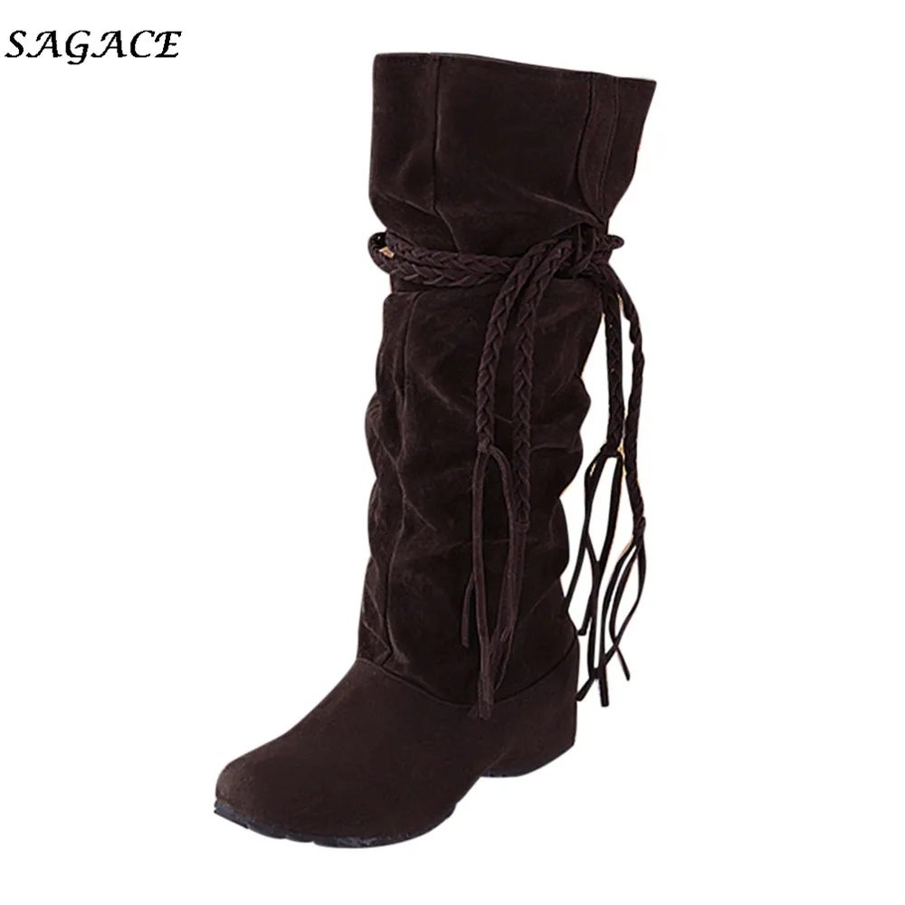 Brown SAGACE/ г.; сапоги; женские сапоги до бедра на платформе; мотоботы; женская обувь; botas mujer; женские зимние сапоги - Цвет: Brown