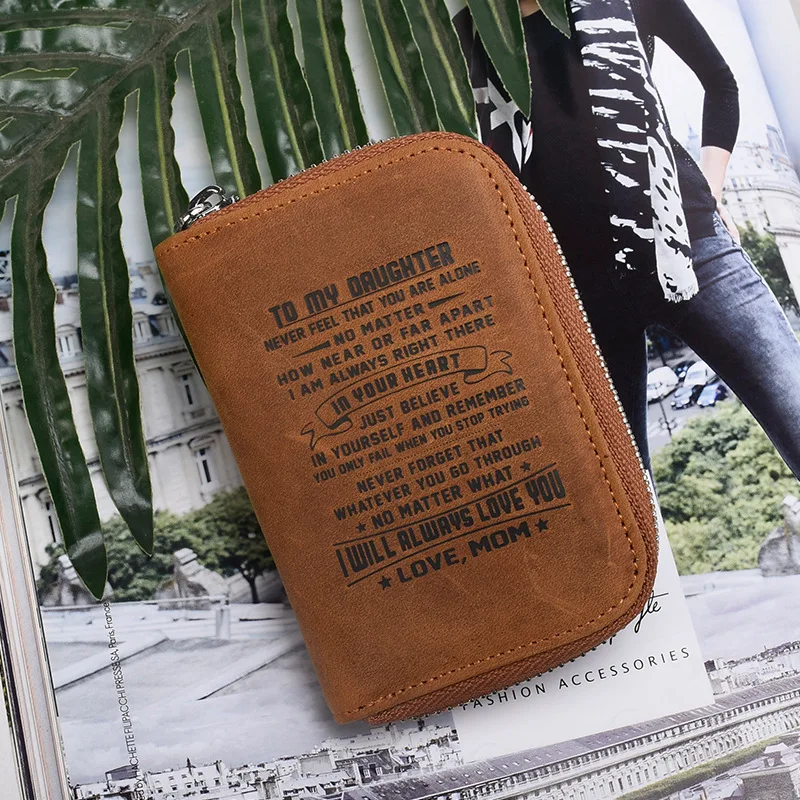Защита RFID, натуральная кожа, пластик, кредитный банк, ID, визитница, чехол, держатель для мужчин и женщин, на молнии, кошелек для монет, Crazy Horse - Цвет: 3--MomDau