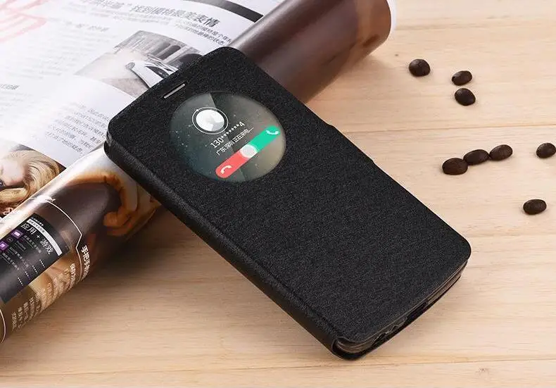 Кожаный чехол с окошком обзора для LG G3 G4, мягкая сумка, роскошный флип-чехол для LG G3 D855 D850/G4 H818 H815 F500, чехол для телефона - Цвет: Черный