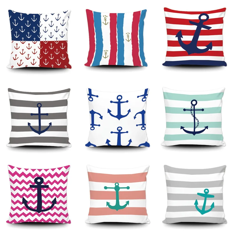 Винтажная Декоративная Наволочка на руль якорь зигзаг полосатая хлопковая