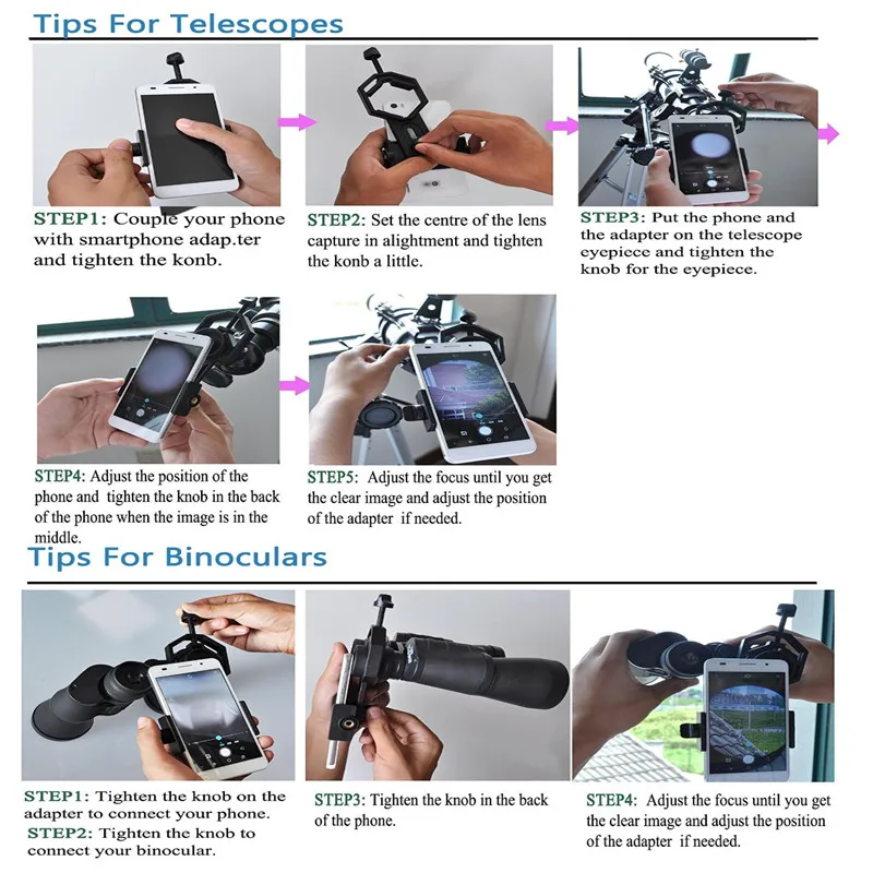 Оптические приборы для смартфона телескоп и микроскоп адаптер видеокамеры